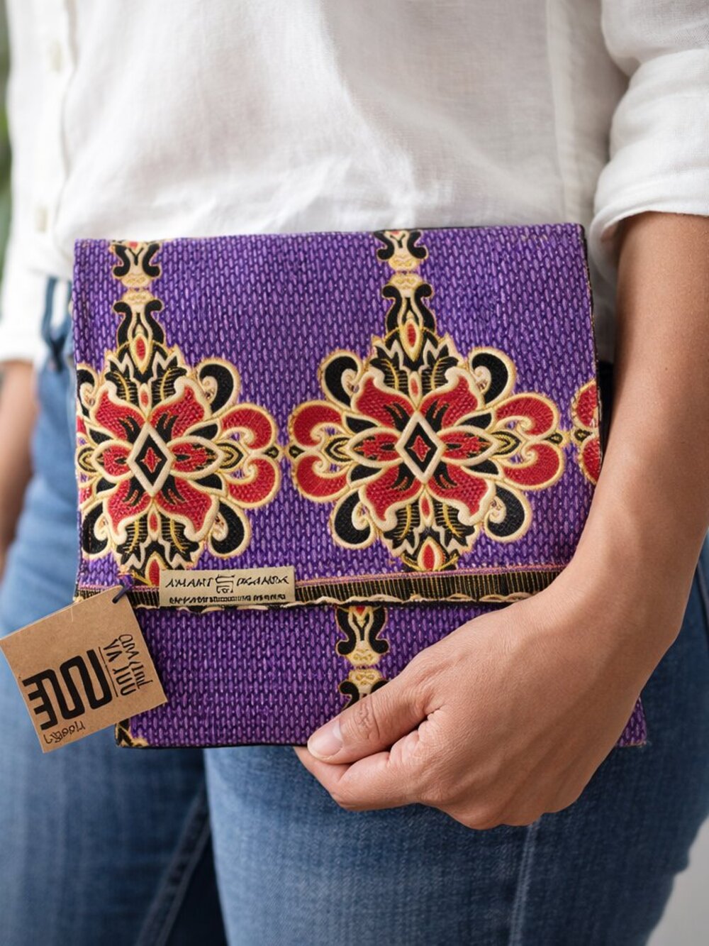 Amana Ya Juu Uganda Cotton Clutch Purse Handmade Fair Trade NWT